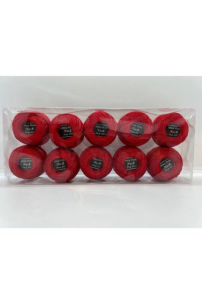 ALMİŞ Alış Perle Etamin-Cross Stitch 10'Lu Thread Set (10 Gr-No:8) Yellow-Red Shades