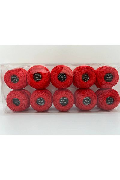 ALMİŞ Alış Perle Etamin-Cross Stitch 10'Lu Thread Set (10 Gr-No:8) Yellow-Red Shades