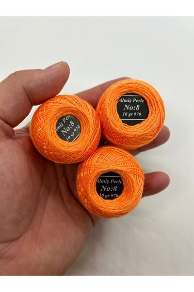 ALMİŞ Almiş Perle Etamine-Cross Stitch Σετ 10 κλωστών (10 Gr-No:8) Κίτρινο-Κόκκινο Αποχρώσεις