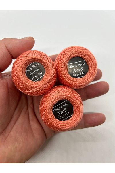 ALMİŞ Alış Perle Etamin-Cross Stitch 10'Lu Thread Set (10 Gr-No:8) Yellow-Red Shades