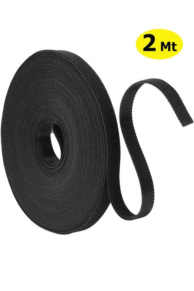 Dünya Magnet 2 Meters - Hook and Loop Tape, Width: 2 Cm, Black, Cable Organizer, Hook and Loop, Hook and Loop Tape