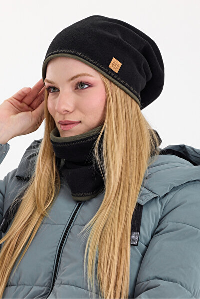 Butikgiz ملابس داخلية من الصوف الأسود والقطن الكاكي - طقم قبعة صغيرة قابلة لل...