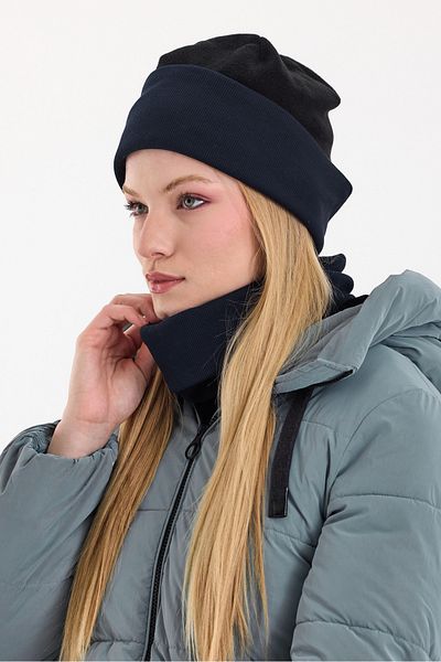 Butikgiz Hünkar Sytle, Double Color Double Layer Foldable Soft Women's Beanie Neck Collar Suit