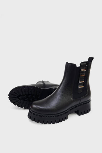 Venüs 2251817 Kürklü Siyah Deri Bot  - Venüs