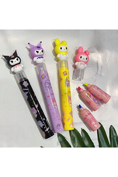 Zehra Aksesuar Sanrio karakter figürlü 3 renkli yumurtlayan fosforlu kalem