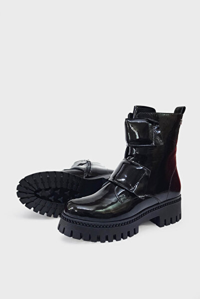 Venüs 2251816 Kürklü Rugan Siyah Deri Bot  - Venüs