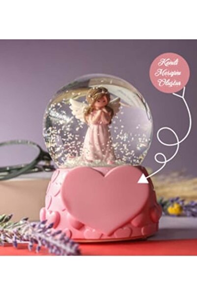Çelik Kişiye Özel Mesajlı Işıklı Peri Kızı Melek Kar Küresi