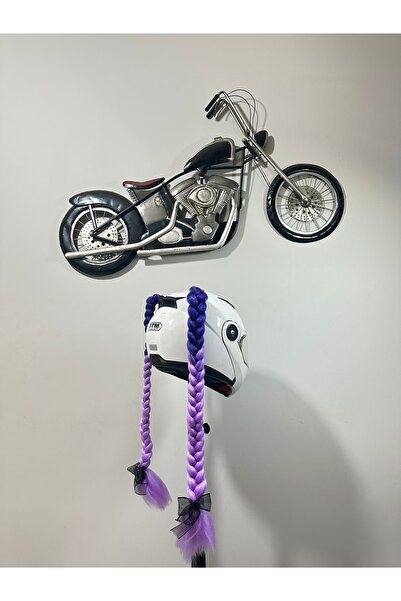 Butik Motor & Motosiklet Mor Ombreli Çift Örgü Saç Kask Dış Aksesuar