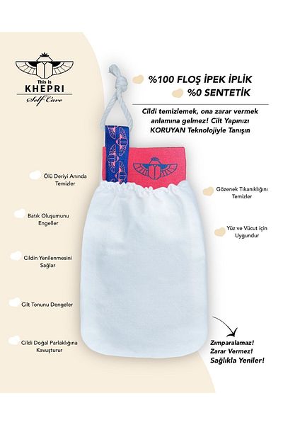 This is Khepri Red 100% Flush Silk Bath Shower Pouch - Exfoliating Glove Scrub & Bath Series Women & Men
