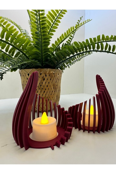 Butik 3d Baskı Bordo Damla Şeklinde Mumluk