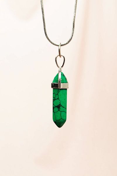 Royaleks Chrysoprase Natural Stone - Chain Detailed Design Necklace: 3.5 cm - 20 cm Chain Boxed