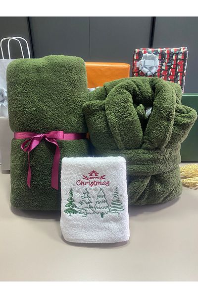 MEYN COLLECTİON New Year's Special Blanket Tv and Dressing Gown Set - Hand Towel Gift