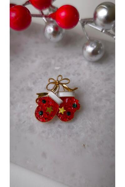 VOBEEYKU Zirkon Taşlı Yılbaşı Eldiven Broş