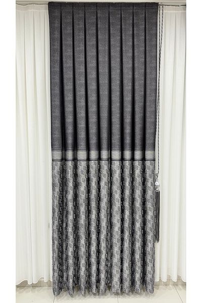 Fon Dünyası Panel Background Curtain Tufted Anthracite Gray (Single Wing)