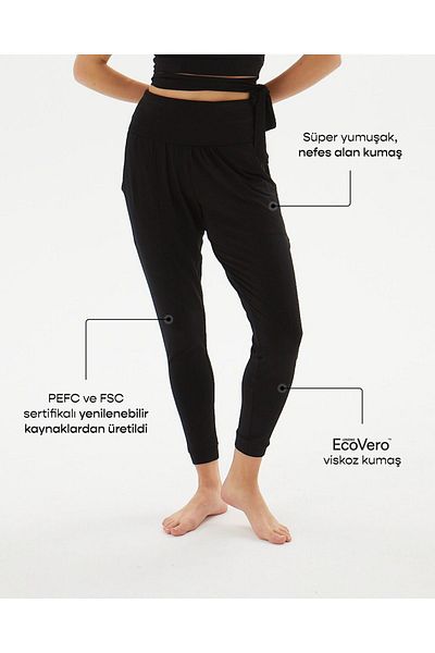Ayma Active Black Women's High Waist Pocket Skinny Leg Comfort Pants