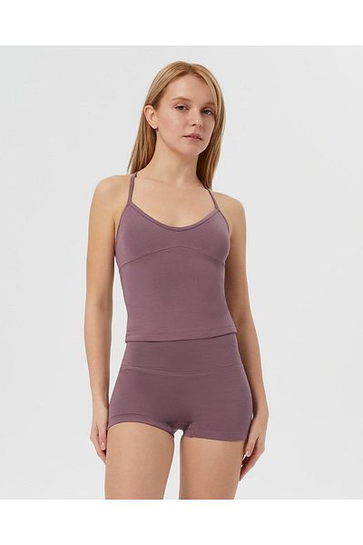 Ayma Active Lilac Women's Cross Back Strap Tank Top with Chest Cup