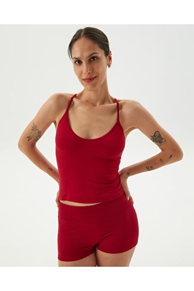 Ayma Active Red Women's Breast Cup Cross Back Strap Undershirt