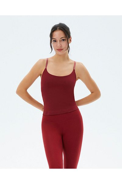 Ayma Active Sangria Women's Organic Cotton Thin Adjustable Strap Bra Tank Top
