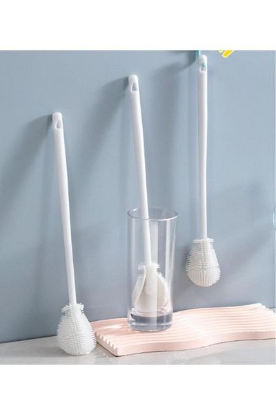 Bunyon White Silicone Baby Bottle Washing Brush - Long Handle, Cleaning Bottle Jar, 1Pcs