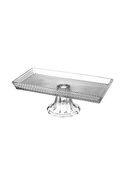 Dania Stoned rectangular glass serving plate with base 27*14 cm