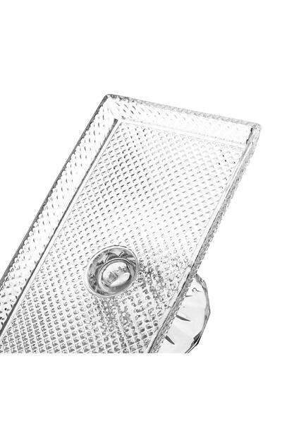 Dania Stoned rectangular glass serving plate with base 27*14 cm