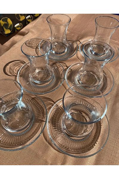 OKALİNA Lava Bouquet Tea Set for 6 People (6 Pieces Plate, 6 Pieces Cup)