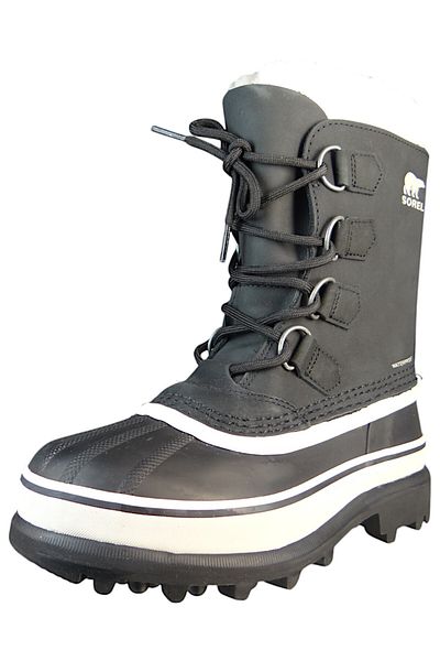 Sorel Damen Stiefel Stiefel Winterschuhe Caribou WP 1003812 Schwarz 011 Black Stone Leder mit Sorel AeroT
