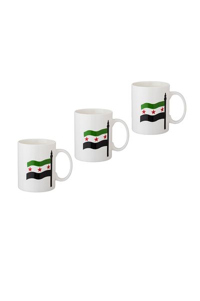 Dania 3 Piece Syrian Flag Logo Porcelain Tea Cup Set