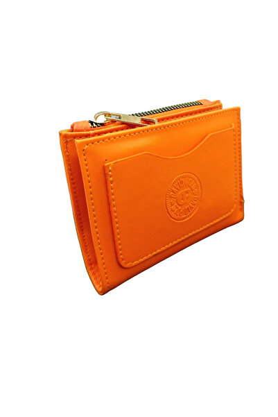 Şener collection Orange Soft Soft Leather Zipper Compartment Trend Women's Wa...