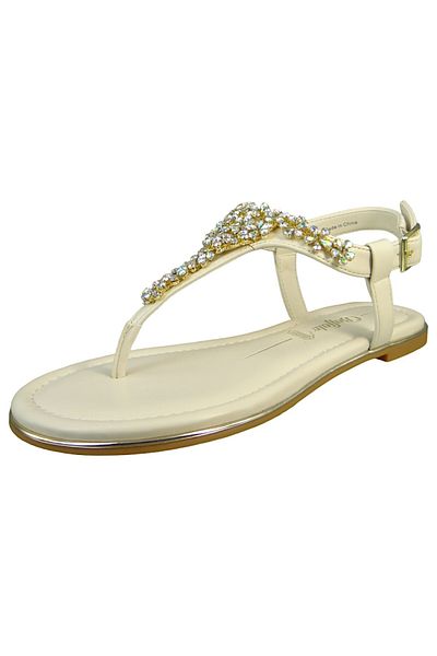 Buffalo Damen Sandalen Capri Flower 1600156 Creme Cream Kunstleder
