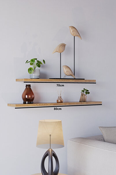 yankı-byeg 70 Cm 80 Cm Mdf 2li Safir Meşe Uçan Duvar Rafı Gizli Bağlantı Kita...