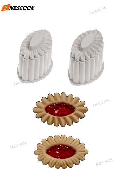 nescook Double-Sided Oval Jam Cutter - Press-On, Cookie and Halva Cutting