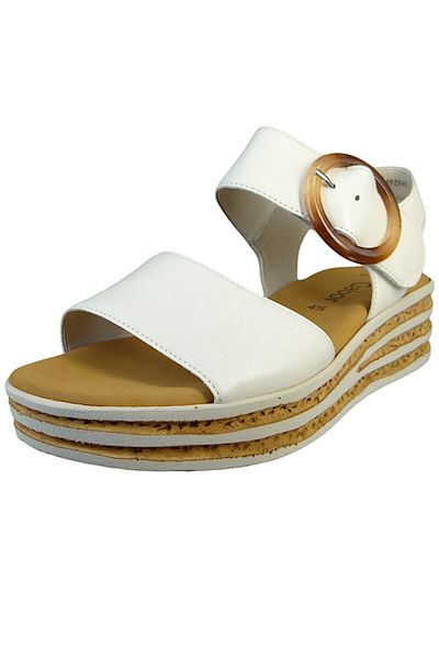 GABOR Damen Komfort Sandalen Keil F-Weite 44.550 Weiß 20 Latte Leder