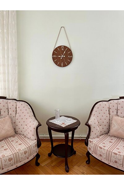Can Vista Home Ahşap Hasır İpli Dekoratif Duvar Saati
