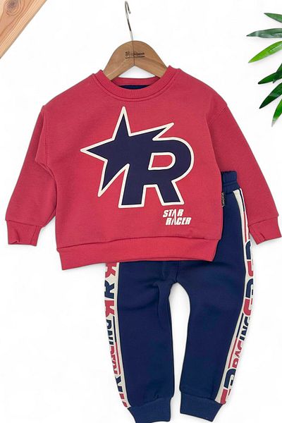 Egelite 2-5 Years Old Boy's Personality Fleece Tracksuit Set - 3 Rope Raster
