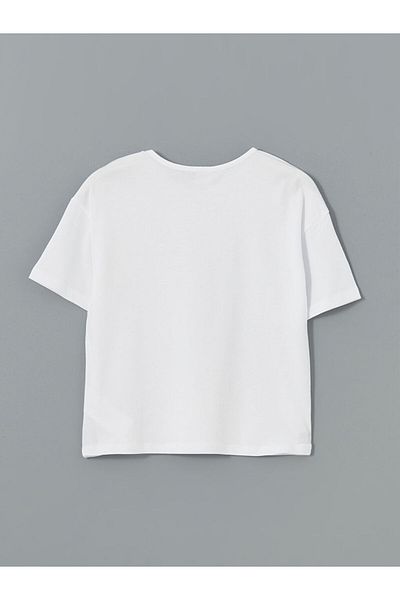 LC Waikiki LCW Kids Mädchen-T-Shirt mit Rundhalsausschnitt und Paillettenstickerei