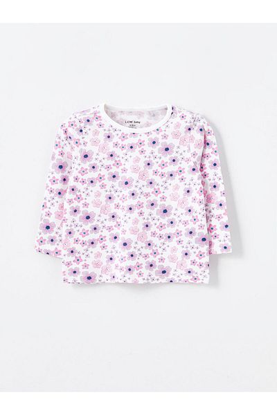 LC Waikiki Lcw Baby Crew Neck Floral Baby Girl Sleepwear Top