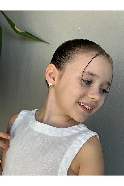 LITTLELUXE Renkli Dondurma Motifli 925 Ayar Gümüş Kız Çocuk Küpesi, Bebek Küpesi, Çocuk Gümüş Küpe