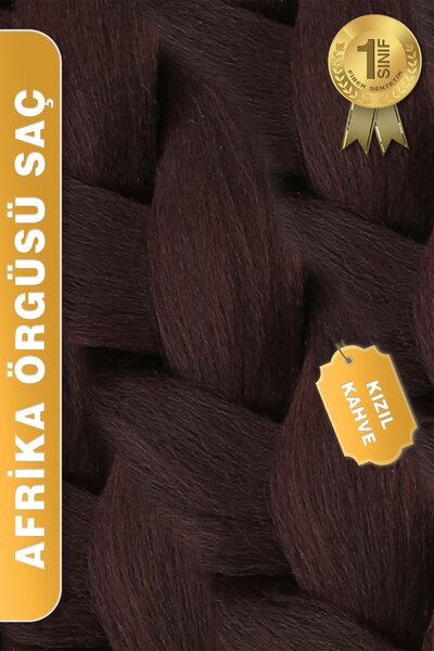 KONAK PERUK Afrika Örgüsü Rasta Ve Box Braid için Sentetik Saç - Kızıl Kahve