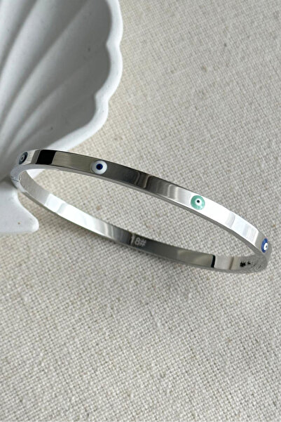 MODA Caprea Çelik 18 Cm Nazar Boncuklu Kadın Kelepçe Kararmaz Kadın Kelepçeli...