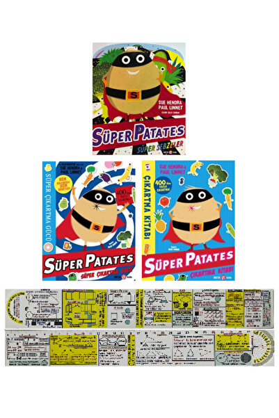 Alfa Yayınları Super Potato Sticker Activity Book Set of 3 + Mat. Teaching Ruler