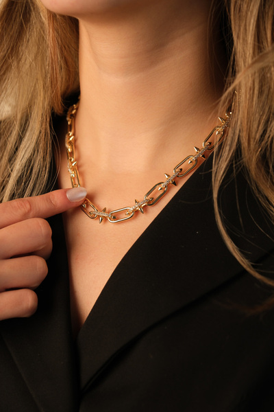 çildan Çildan Womens Zirkon Taşlı Gold Zincir Kolye