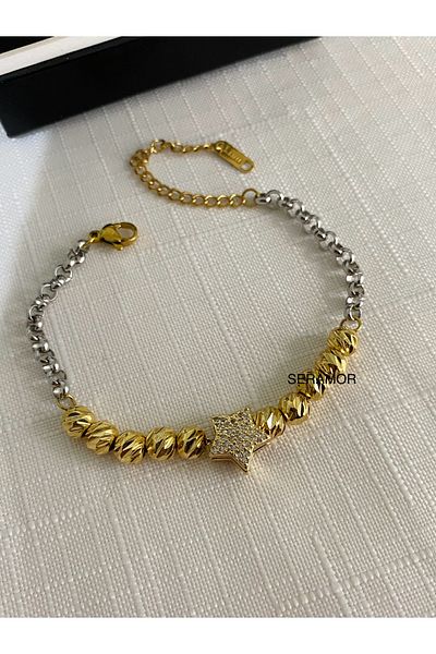 SERAMOR Star and Doric 2 Color Tarnish Steel Shiny Bracelet