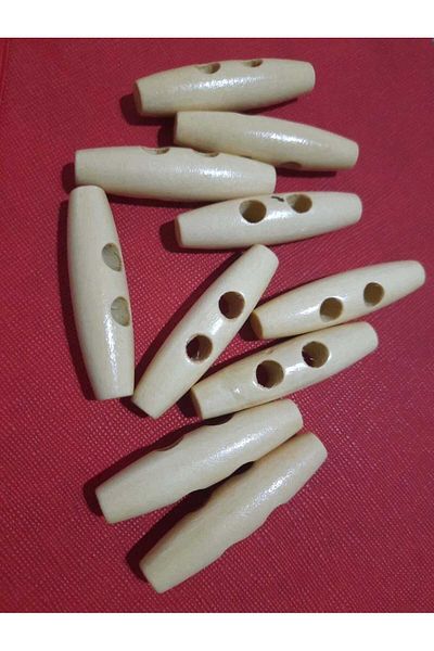 Beyna Natural Wood Ecru Board Plum 5 cm Button 1 Pack 10 Pcs