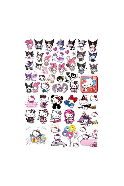Ororabutik Σετ αυτοκόλλητων 53 Cute Kuromi My Melody Hello Kitty - Σετ αυτοκόλλητων Scrapbook Bullet Journal