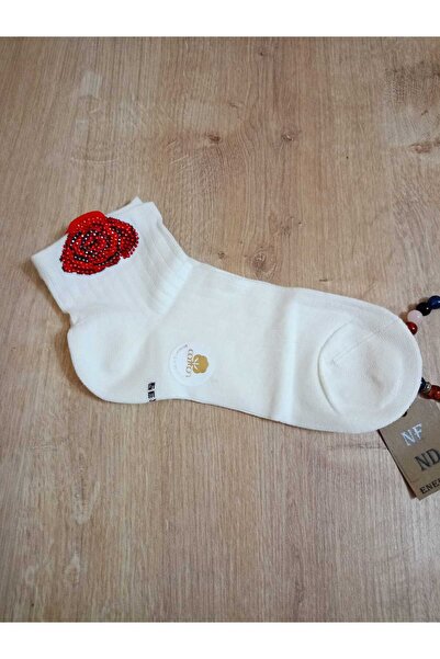 ENEFENDİ Дамски чорапи в цвят екрю - памучни, в цвят розово, ароматизирани и еластични, без шев на пръстите, размери 36-40