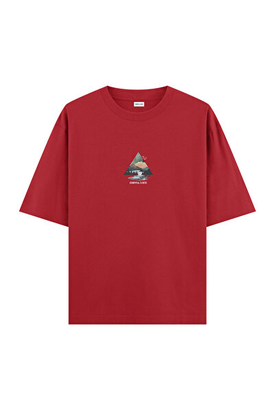 Orvia Life تي شيرت جبل أحمر كبير الحجم