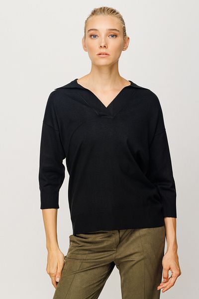 Fulla Moda Ribbed Half Zipper Shirt Collar Knitwear Sweater