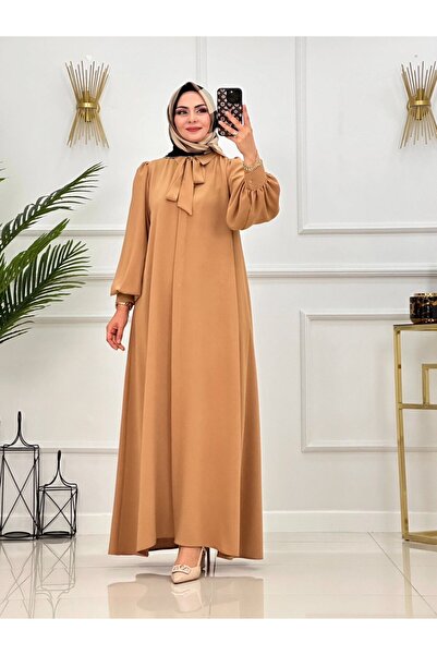 Enans Design Hijab Crep Cap și rochie - cu eșarfă detașabilă și centură