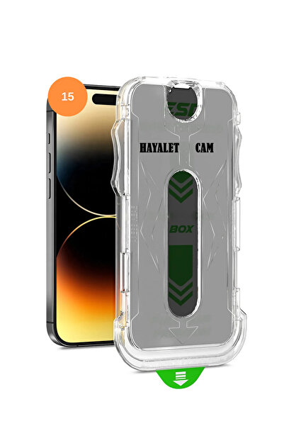OSG iPhone 15 Hayalet Ekran Koruyucu Uygulama Aparatlı Temperli Set Cam Kırıl...